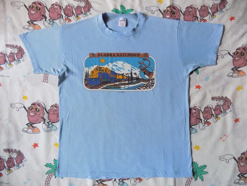 Vintage 80S Alaska Railroad T Shirt Edium 1987 Souvenir