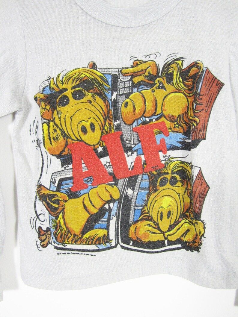 Vintage 80S Alf Shirt Childrens Long Sleeve Gray Pullover 1985