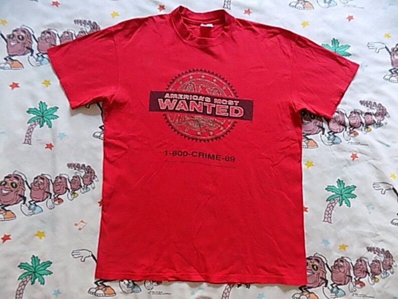 Vintage 80S Americas Most Wanted T Shirt Arge By Stedman 1988 Fox Tv Show