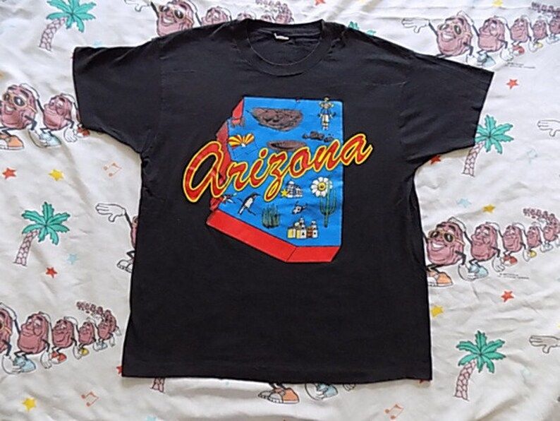 Vintage 80S Arizona State T Shirt Arge By Screen Stars Soft And Thin Truck Stop Souvenir