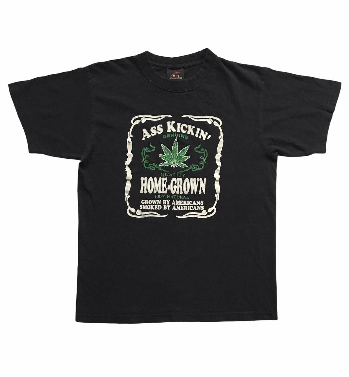 Vintage 80s Ass Kickin Home Grown Marijuana Novelty Streetwear shirt