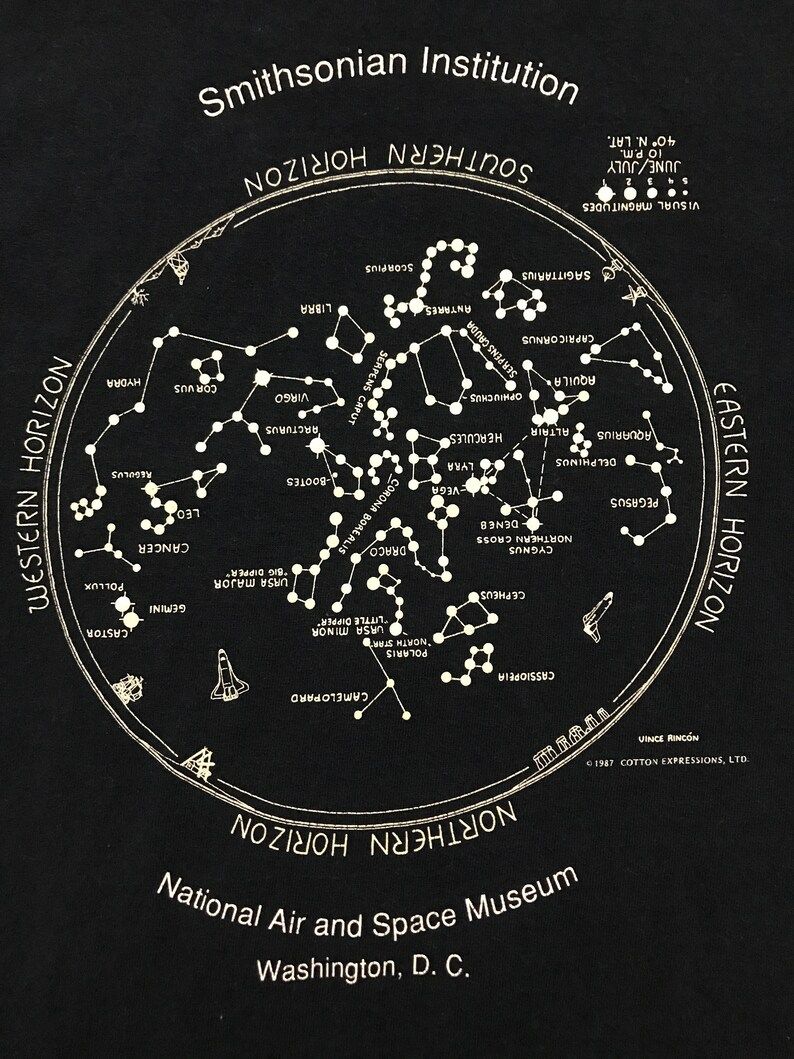 Vintage 80S Astronomy Shirt Space Shirt Smithsonian Astronomy Tshirt Mens Xl Outer Space Shirt In Black
