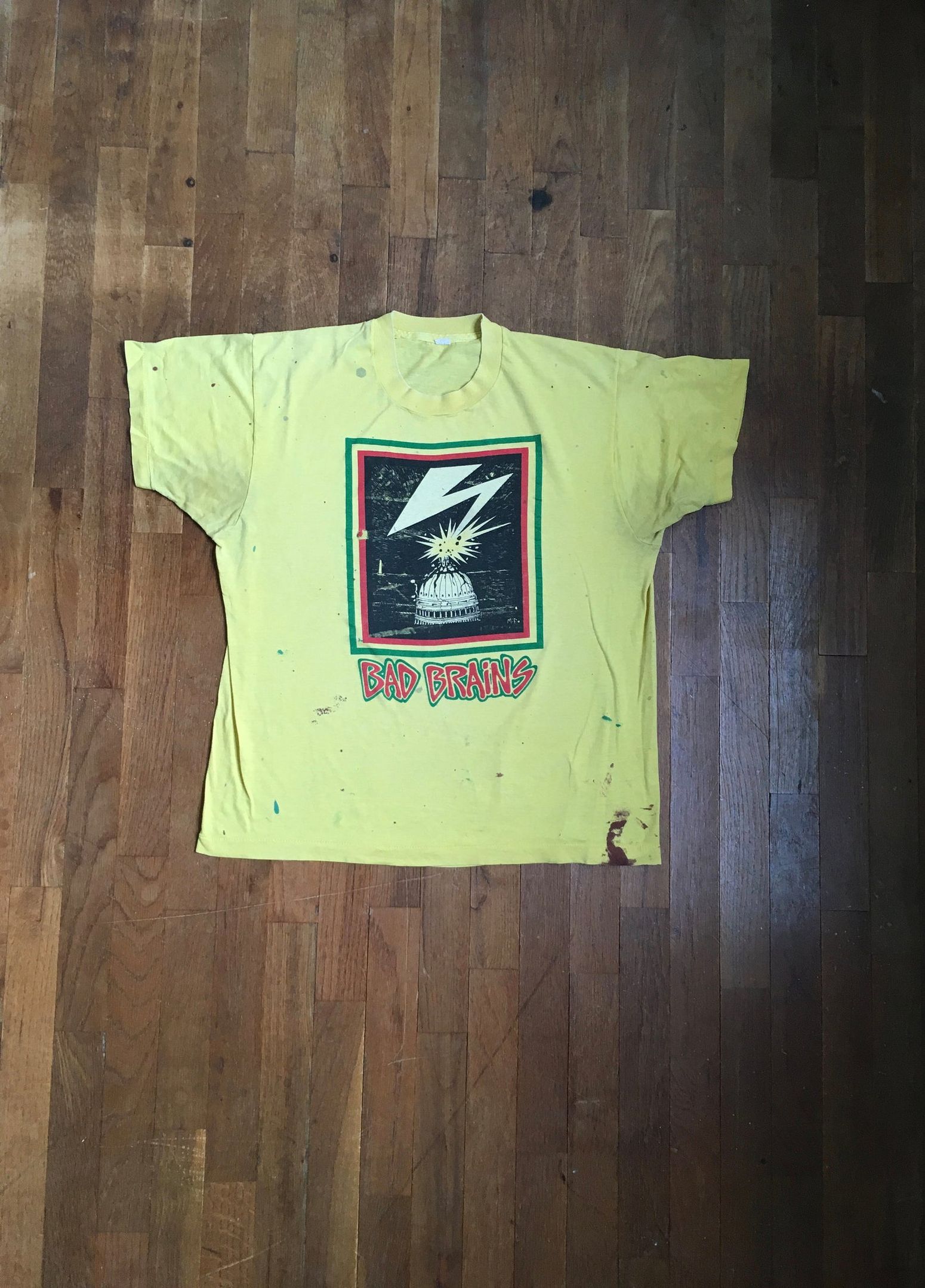 Vintage 80S Bad Brains Self Titled Yellow Tape Roar Sessions Album Lightening Dc Hardcore Reggae Dischord Punk Band Concert Fan T Shirt