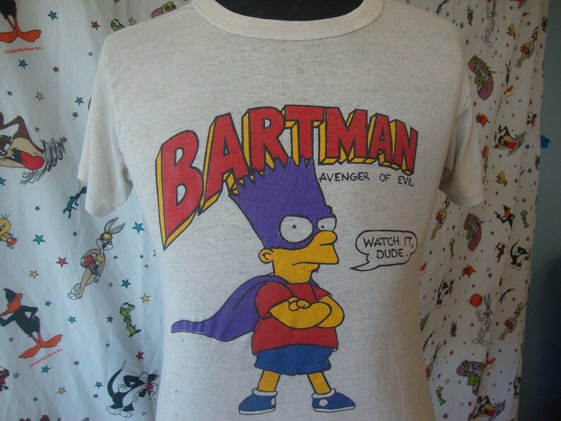 Vintage 80S Bart Simpson Bartman Superhero Tee Soft Paper Thin Burnout The Simpsons T Shirt vintage 80s bart simpson bartman superhero tee soft paper thin burnout the simpsons t shirt metqu
