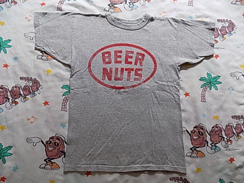 Vintage 80S Beer Nuts Logo T Shirt Size Small By Champion Rayon Blend