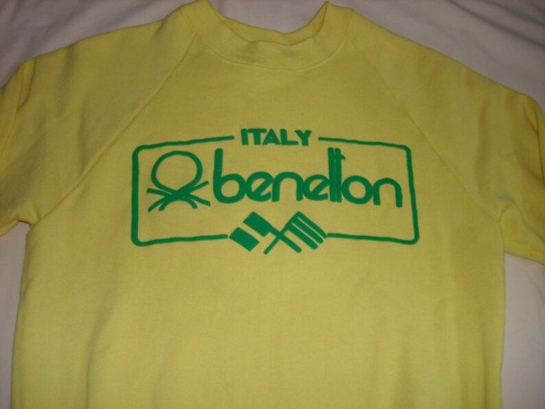 Vintage 80S Benetton Sweatshirt Pullover S M Raglan Style Italy