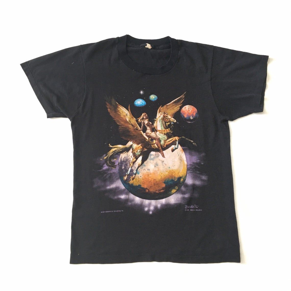Vintage 80s Boris Vallejo Golden Wings Rare Graphic Fantasy Sci Fi Horror Metal shirt