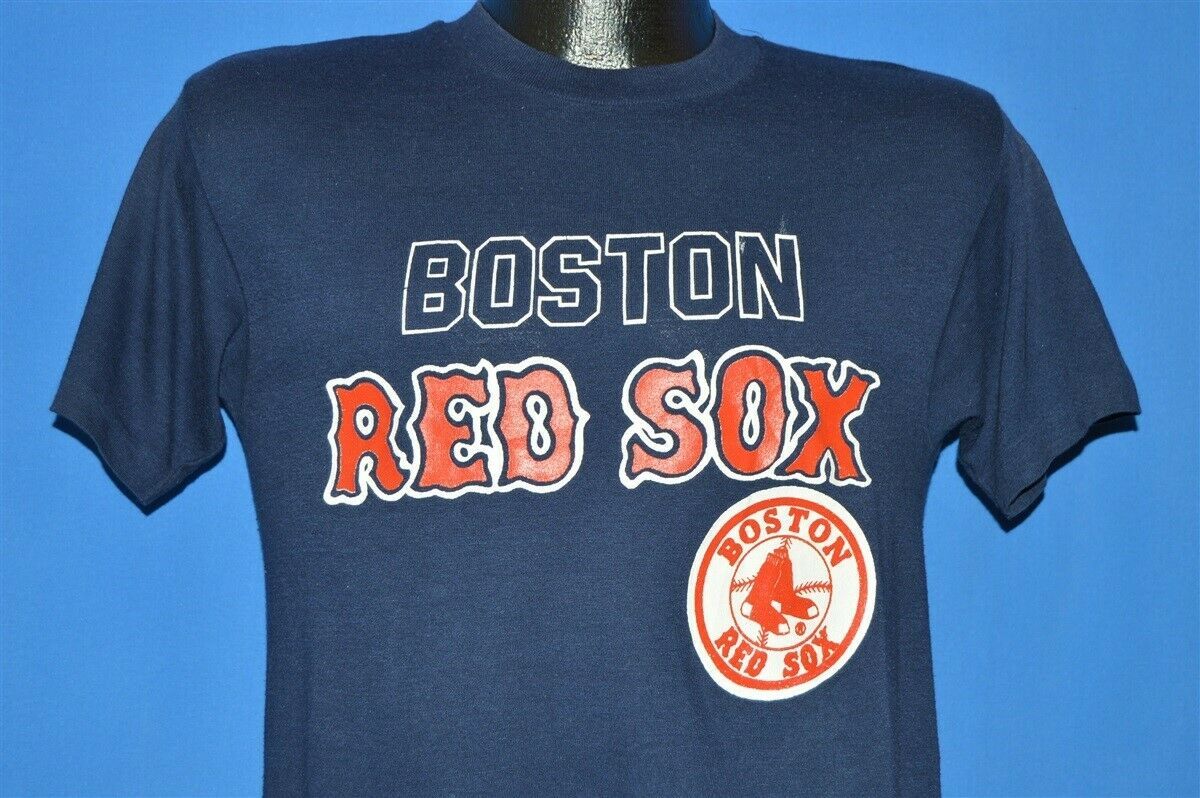Vintage 80S Boston Red Sox Logo 7 Soft Blue Red Shirt Baseball Small