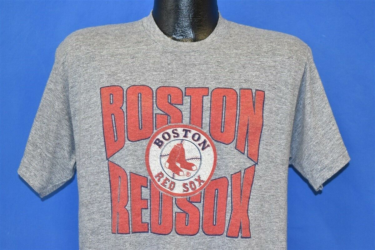 Vintage 80S Boston Red Sox Mlb Heather Gray Rayon Tri Blend Shirt Baseball