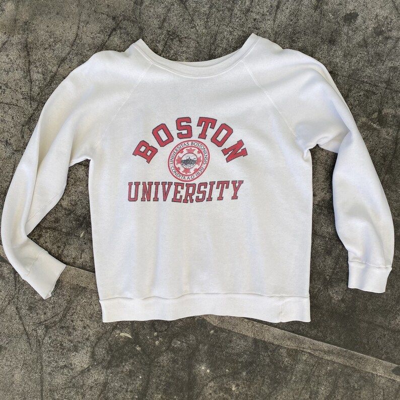 Vintage 80S Boston University Sweatshirt1980S Champion Soft Thin Crewneck Sweater