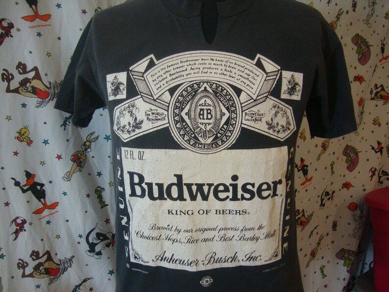 Vintage 80S Budweiser Beer 1989 Tee Black T Shirt
