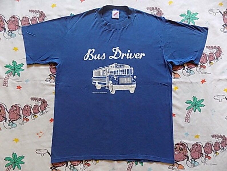 Vintage 80S Bus Driver T Shirt Arge 1989 Soft And Thin Weird Random Novelty vintage 80s bus driver t shirt arge 1989 soft and thin weird random novelty ohl1h