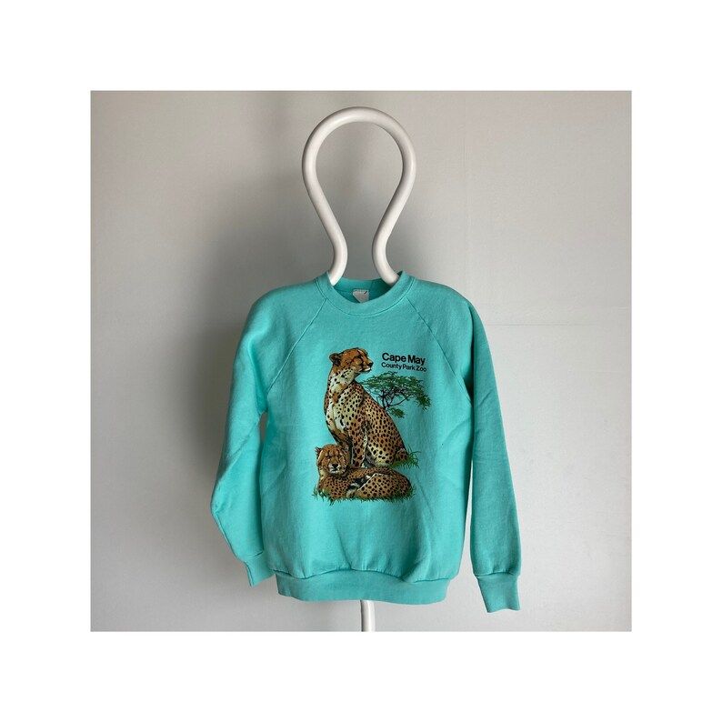Vintage 80S Cape May County Park Zoo Cheetah Sweatshirt