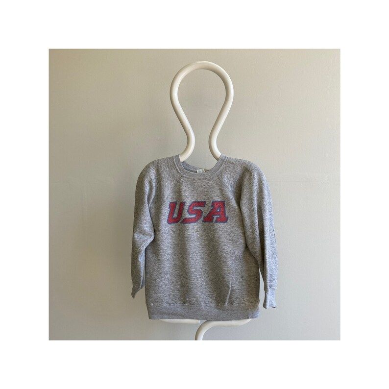 Vintage 80S Champion Brand Usa Grey Slouchy Sweatshirt