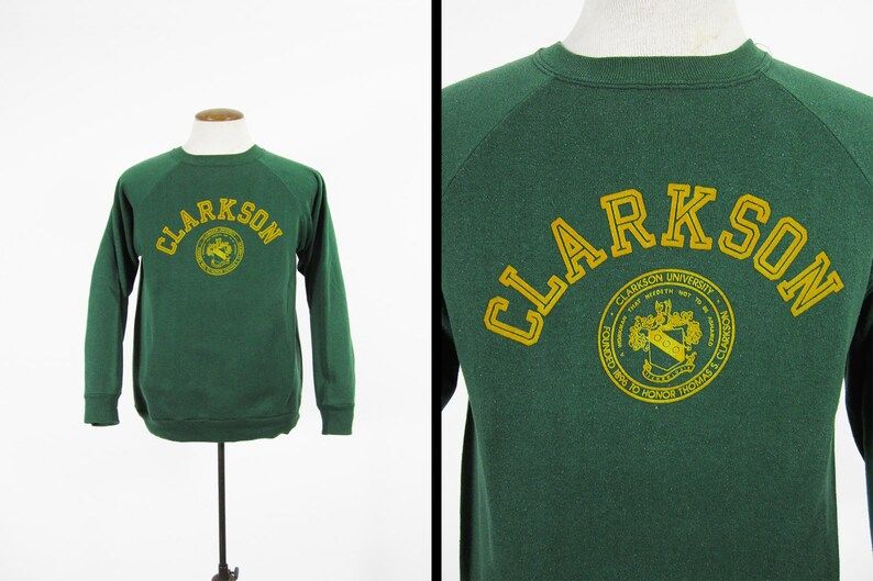 Vintage 80S Champion Clarkson Sweatshirt University Raglan Green