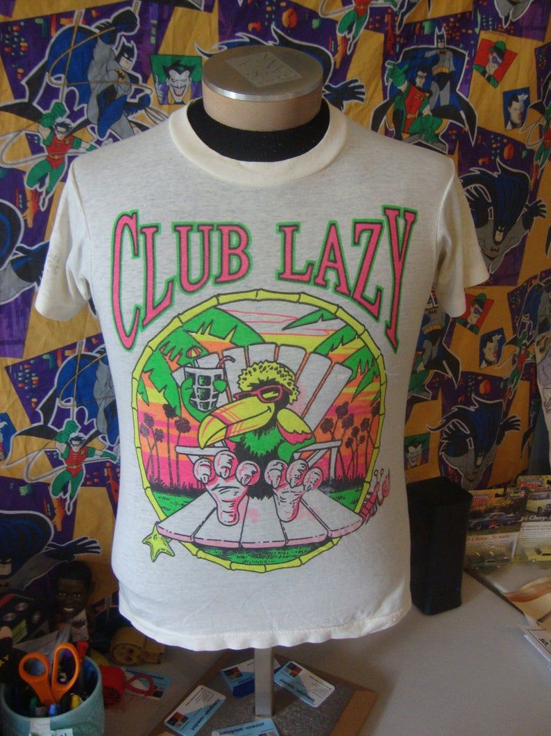 Vintage 80'S Club Lazy Tourist Vacation Soft Paper Thin Shirt