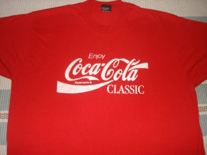Vintage 80S Coca Cola Classic Logo T Shirt L Xl Soft Drink Soda