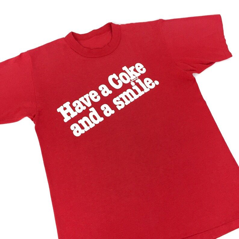 Vintage 80S Coca Cola Have A Coke And A Smile Single Stitch Promo Promotional Graphic Tee T Shirt Shirt