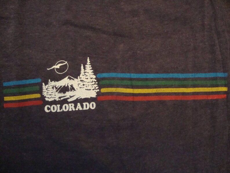 Vintage 80S Colorado Tourist Souvenir Purple Soft T Shirt