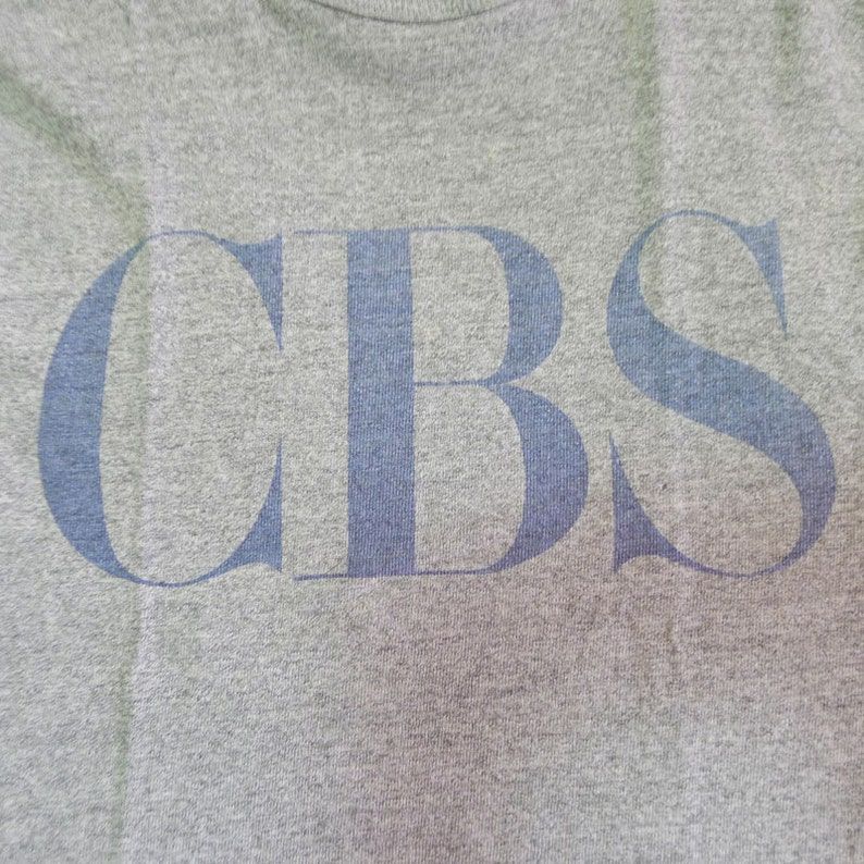Vintage 80S Columbia Broadcasting System Cbs Television Tv Network Gray T Shirt