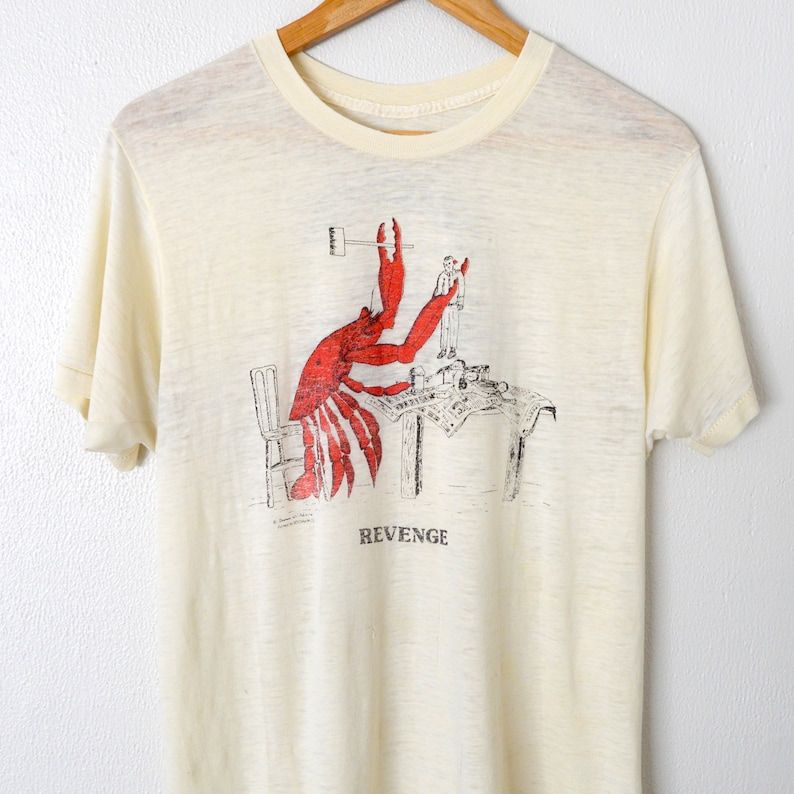 Vintage 80's Crab Revenge The Crackpot Seafood Restaurant Towson Maryland Shirt