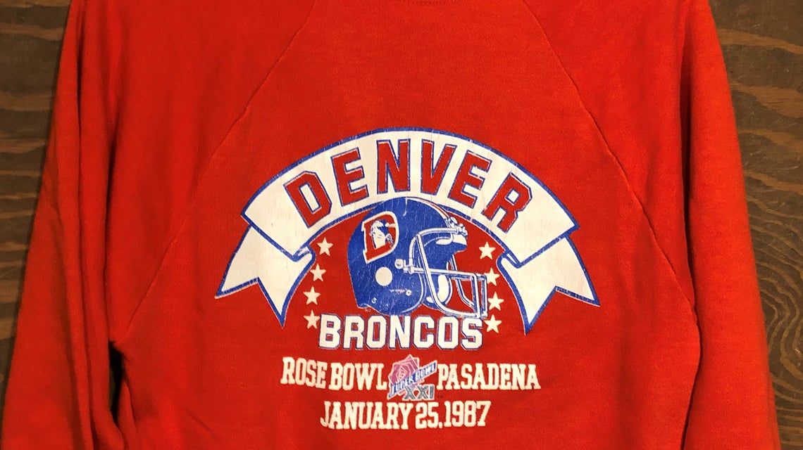 Vintage 80s Denver Broncos Super Bowl XXI 1987 NFL Football Shirt