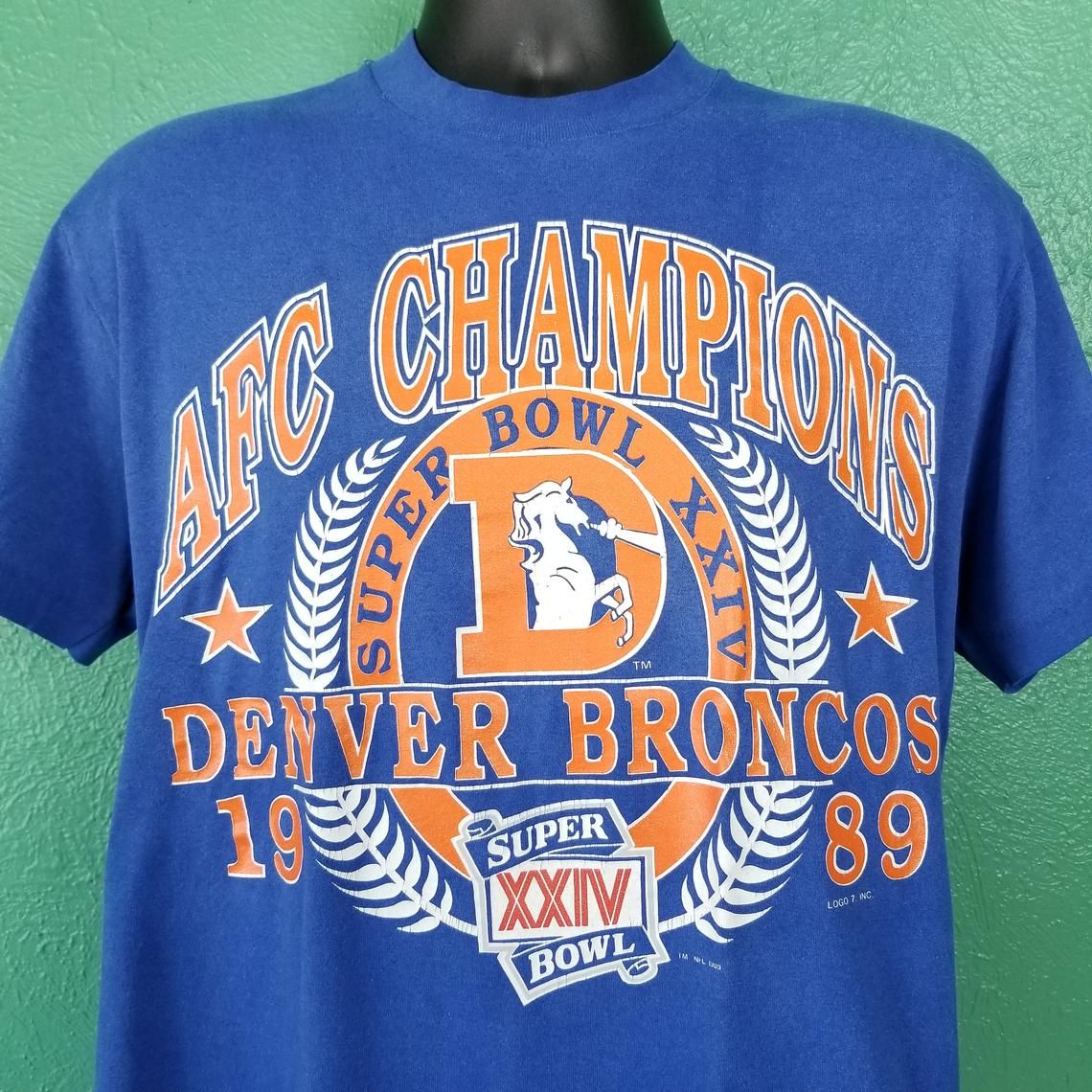 Vintage 80s Denver Broncos Super Bowl XXIV 1989 Champs Shirt