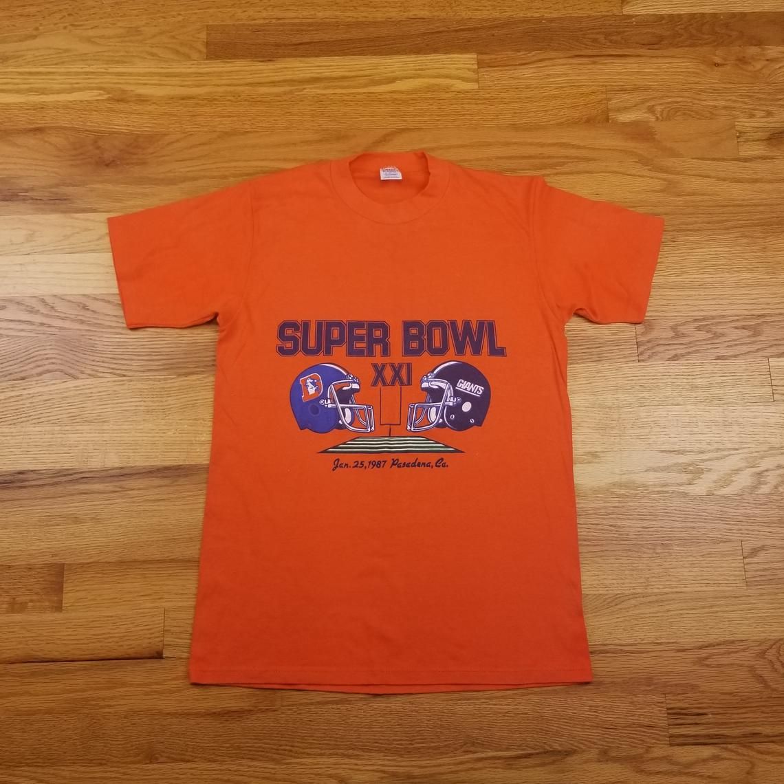 Vintage 80s Denver Broncos Vs New York Giants Super Bowl Shirt