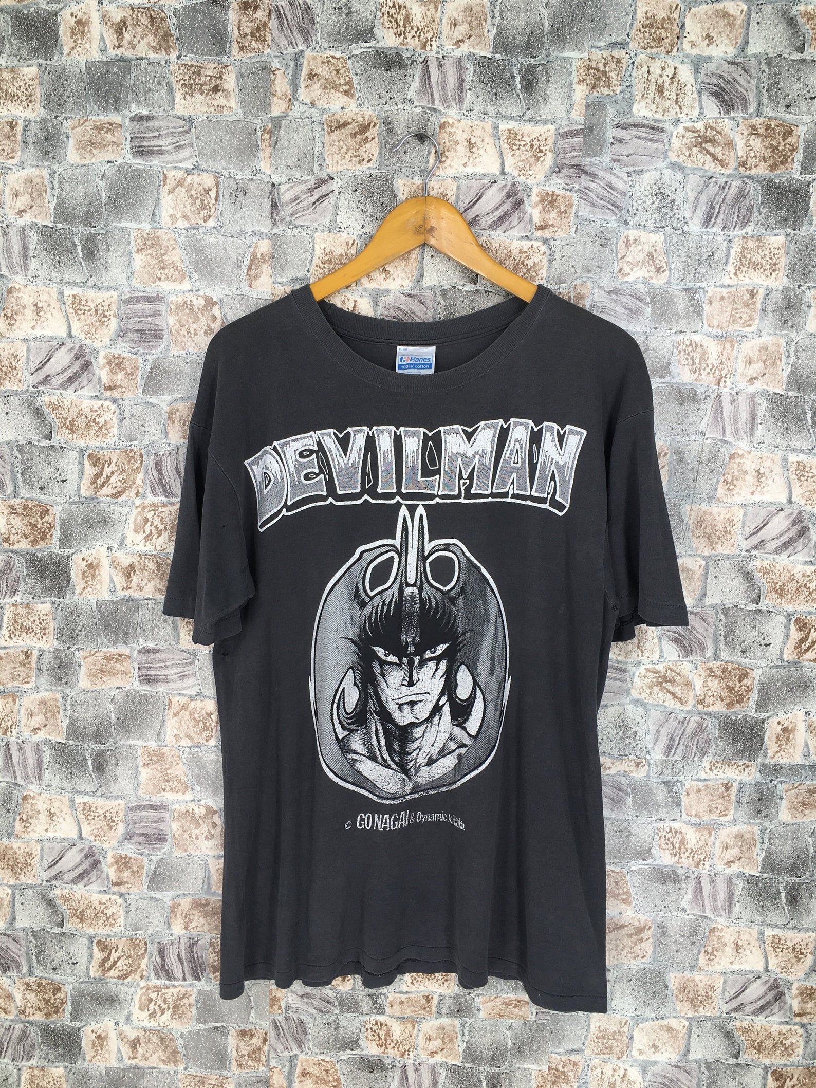 Vintage 80S Devilman Japan Anime Black T Shirt Japanese Manga Debiruman Japan Comic Rare 1990S Evil Devil Tees L