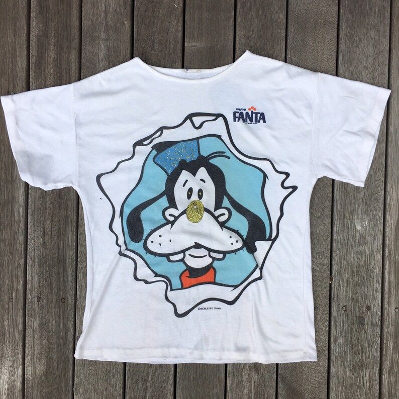 Vintage 80S Disney Goofy Oversized Graphic Hipster Cartoon T Shirt Disney Fanta Promotional Tee Disney Cartoon Print Disneyland Small 1986