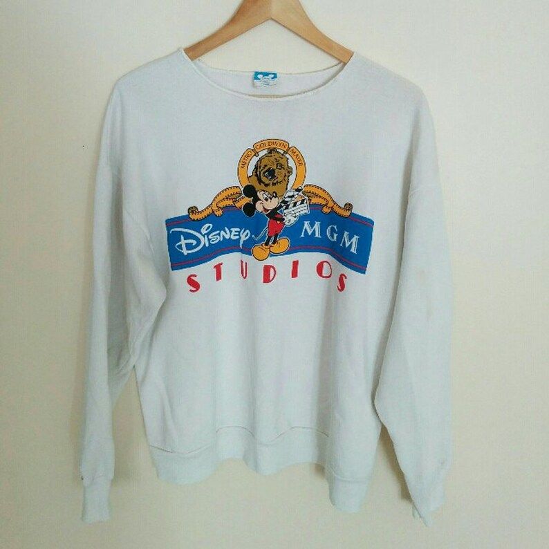 Vintage 80S Distressed Mickey Mouse Sweatshirt 1980S Disney Mgm Studios Pullover Jumper Womens Arge To X Large