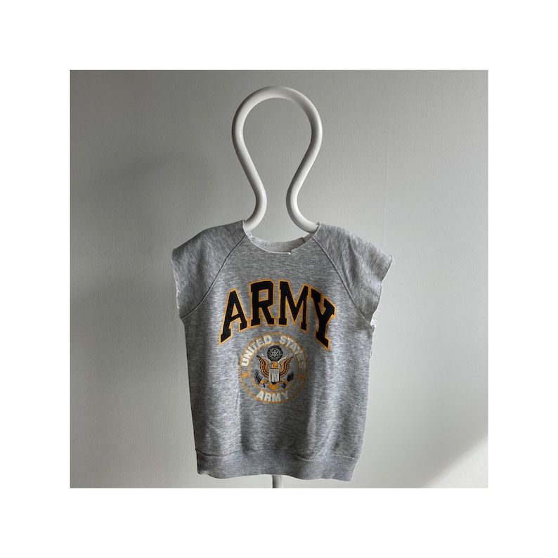 Vintage 80S Diy Cut Sleeve And Neck Army Warm Up