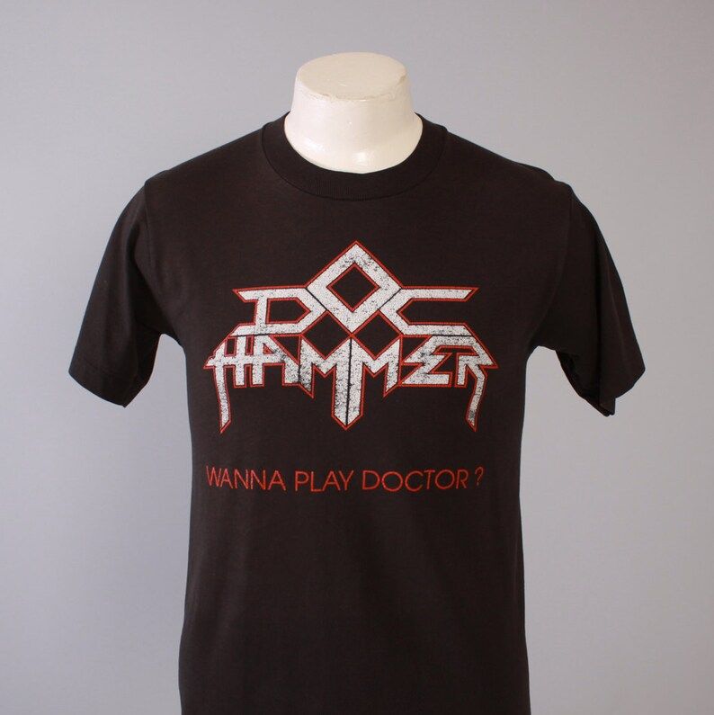 Vintage 80S Doc Hammer T Shirt1980S Rare Goth Metal Black Tour Concert Tee Shirt S Venture Brothers