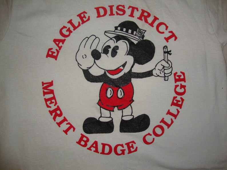 Vintage 80S Eagle District Merit Badge College Boy Scout Eagle Scout Mickey Mouse