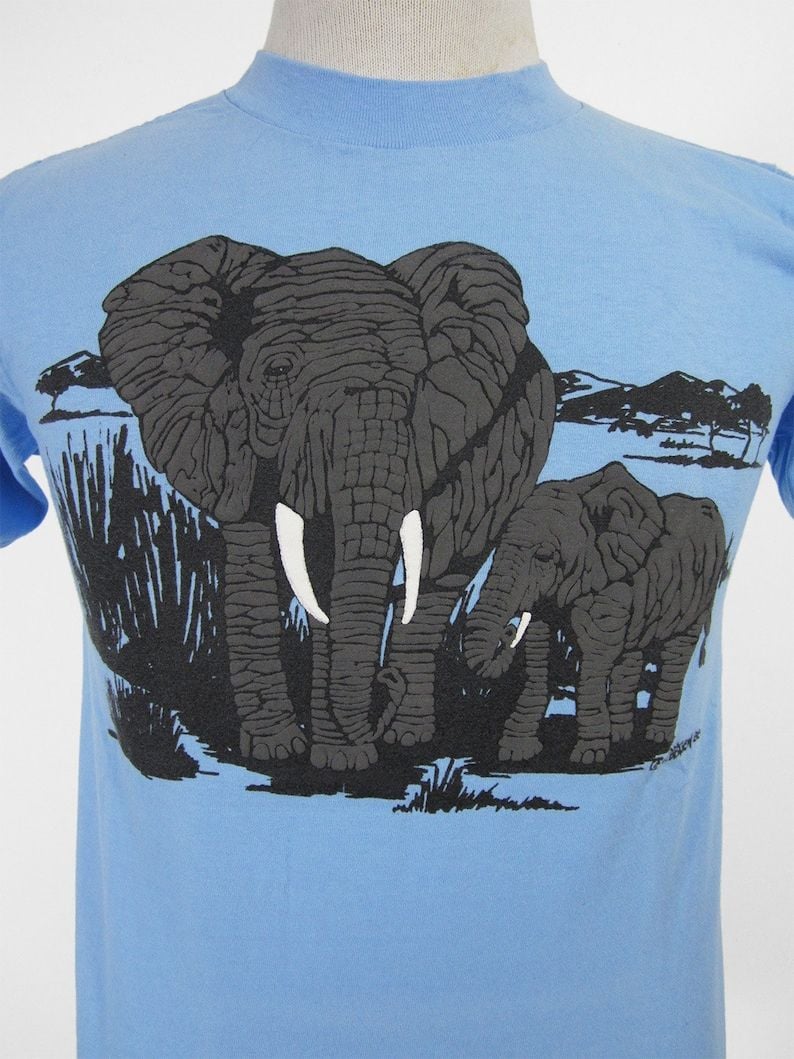 Vintage 80S Elephant T Shirt Lake George Zoo Made In Usa
