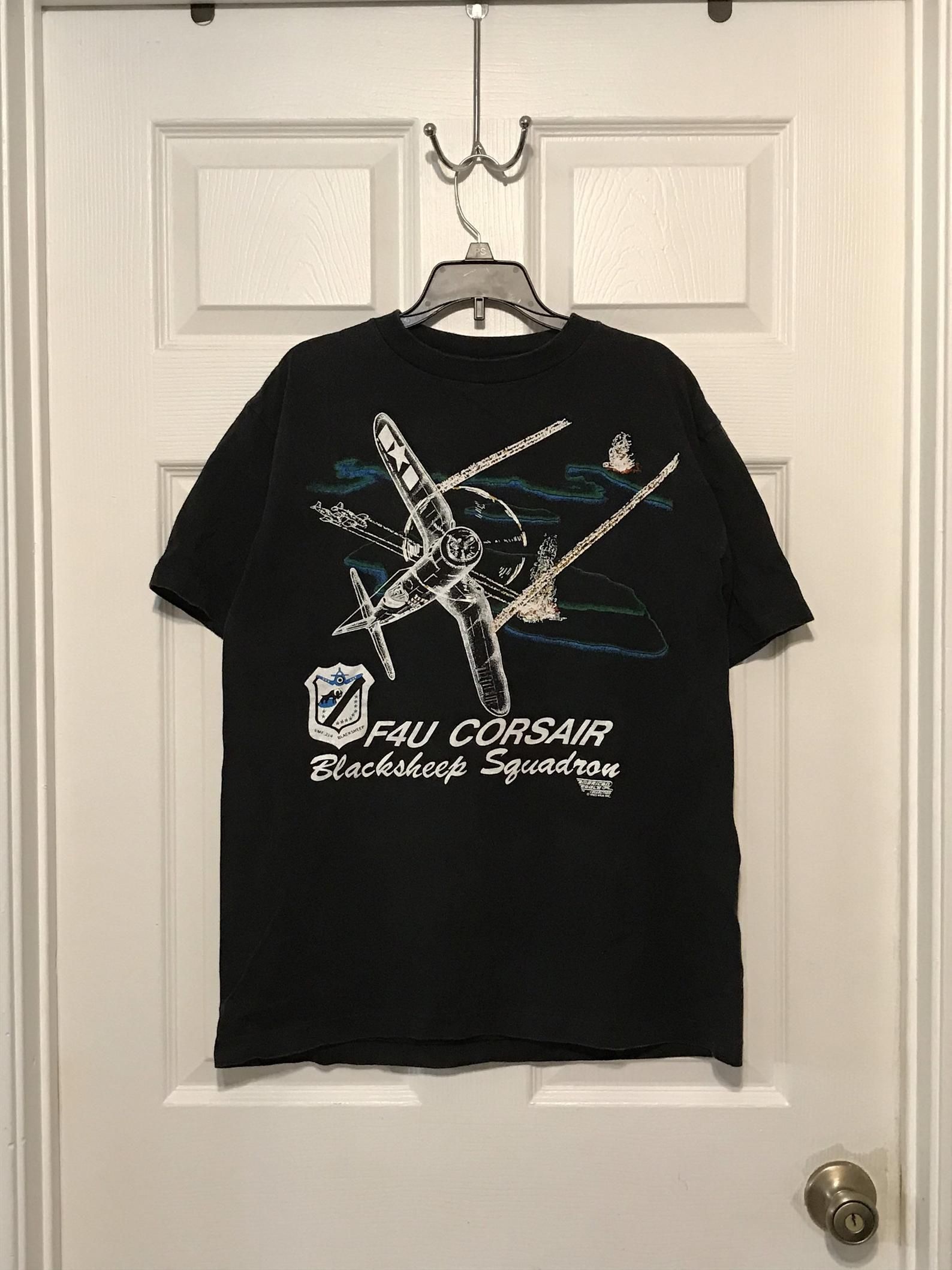 Vintage 80S F4U Corsair Blacksheep Squadron Tee L