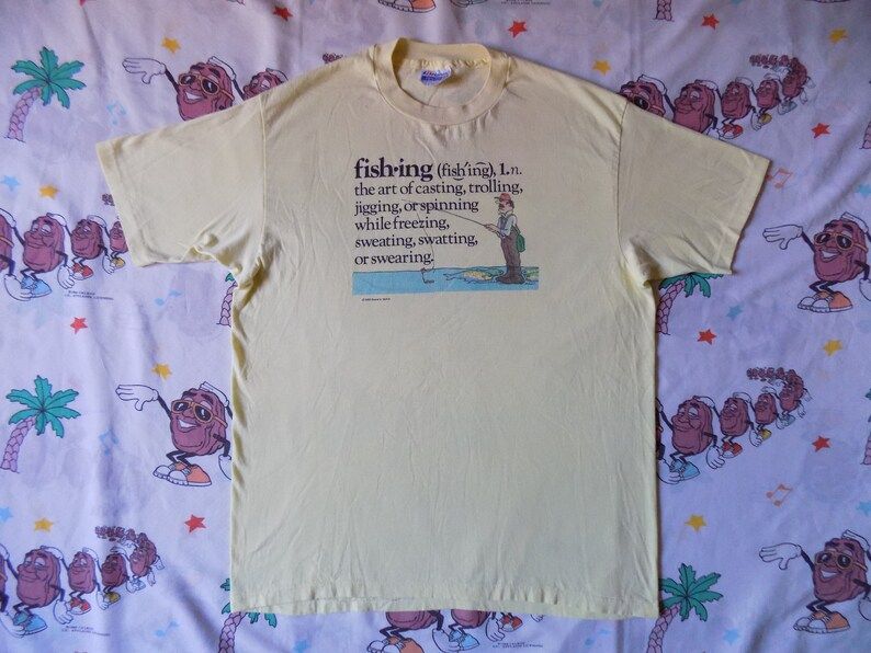 Vintage 80S Fishing T Shirt Arge 1983 Funny Novelty Satire