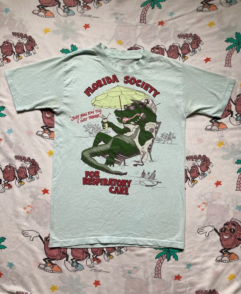 Vintage 80S Florida Society For Respiratory Care T Shirt Size Small 1988 Harlequin Cartoon Satire Souvenir