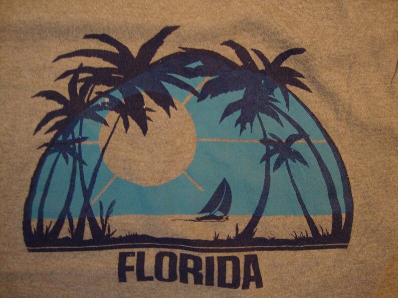Vintage 80S Florida Tourist Souvenir Sleevless Gray Shirt