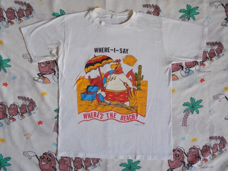 Vintage 80S Foghorn Leghorn Wheres The Beach T Shirt Edium 1986 Sooo Soft And Thin Looney Tunes