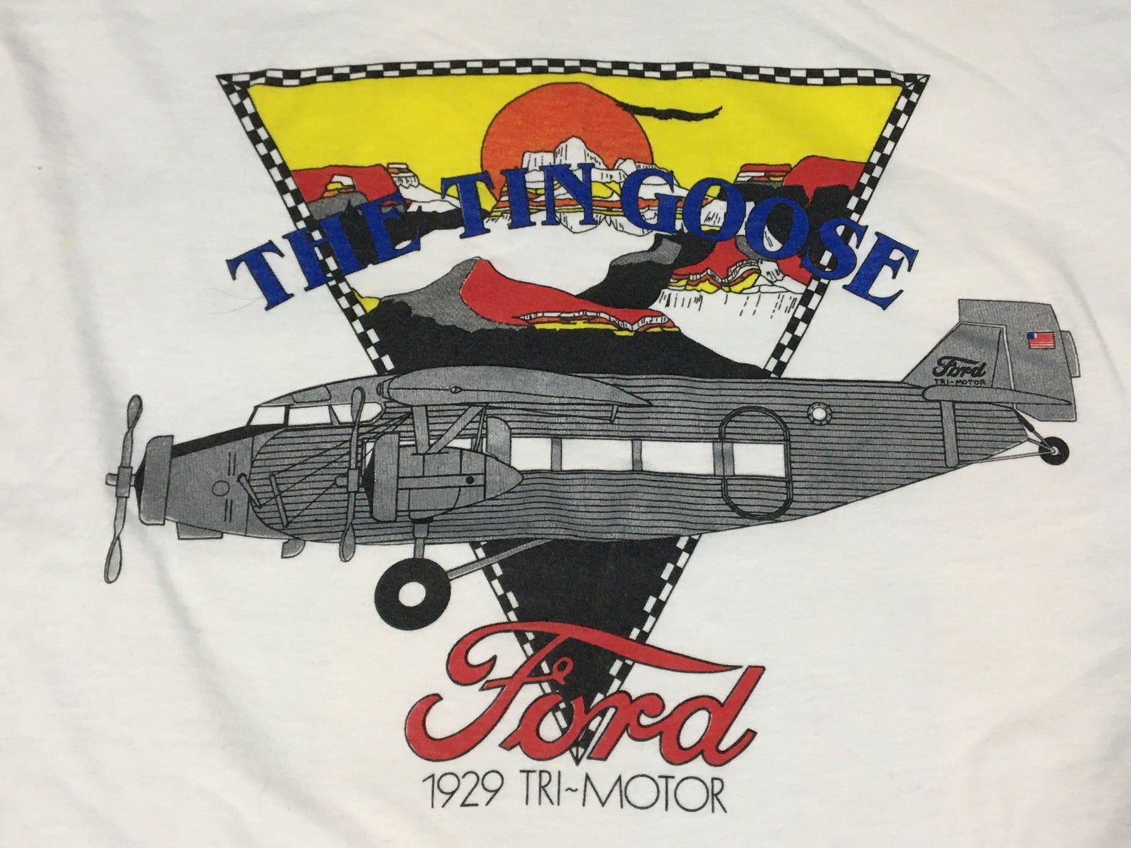 Vintage 80S Ford 1929 Tri Motor Tin Tin Goose Plane Shirt - Sz Single Stitch Super Soft Thin - Grunge Airplane Tee