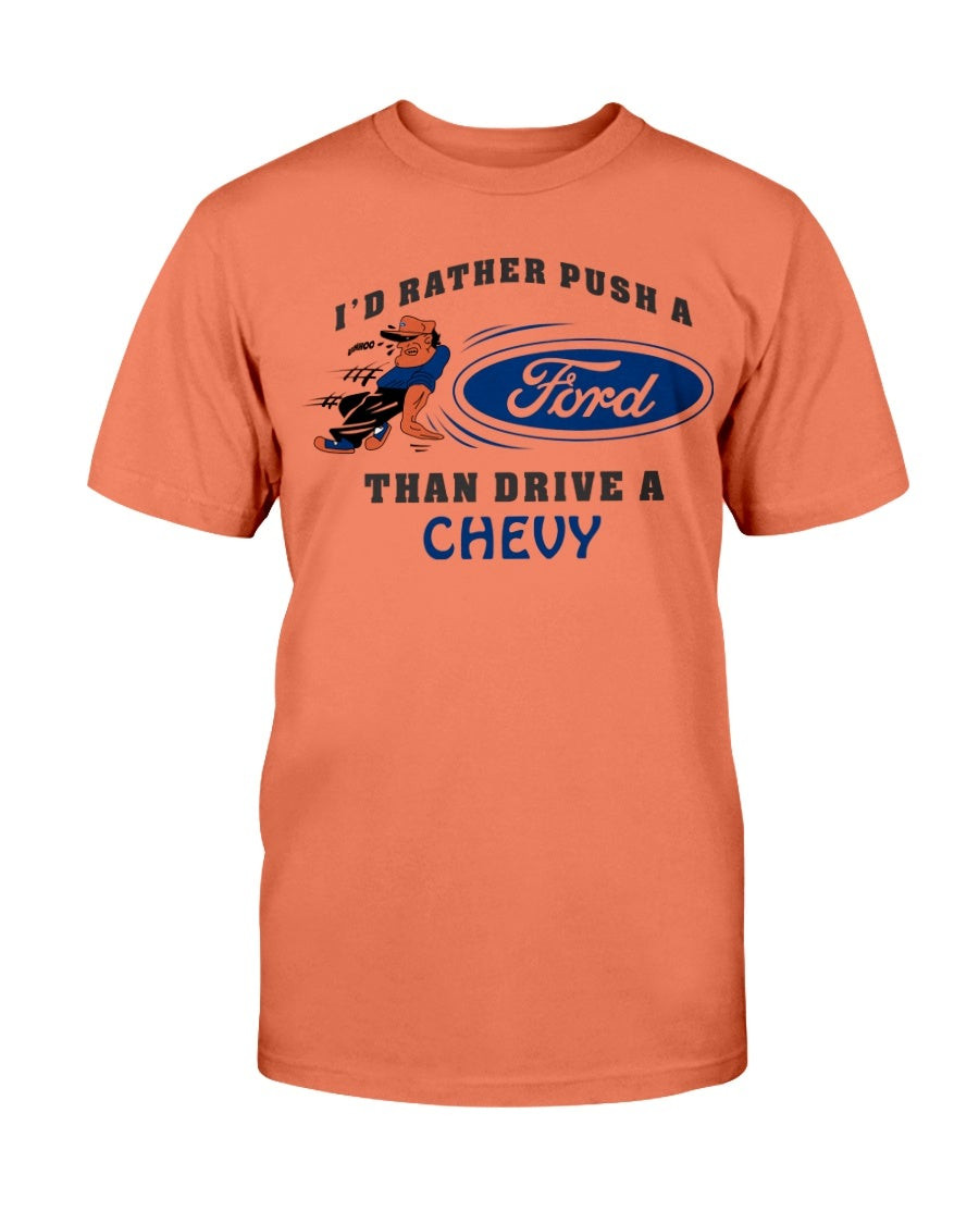 Vintage 80S Ford Car Lovers Id Rather Push A Ford Than Drive A Chevy American Classic Trucks T Shirt 211216 vintage 80s ford car lovers id rather push a ford than drive a chevy american classic trucks t shirt 211216 czqwl