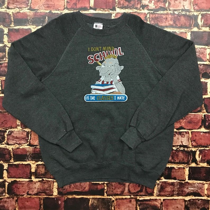 Vintage 80S Funny Sweatshirt Back To School Aesthetic Clothing Slouchy Sweatshirt Oversized Sweatshirt Mens In Charcoal Gray vintage 80s funny sweatshirt back to school aesthetic clothing slouchy sweatshirt oversized sweatshirt mens in charcoal gray sknoh