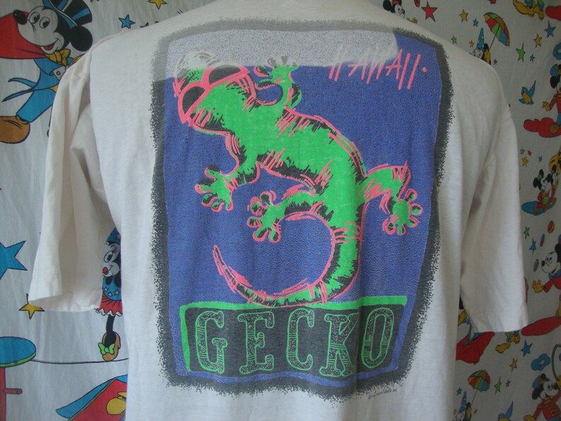 Vintage 80S Gecko Hawaii Surfboard Skateboard 1989 T Shirt