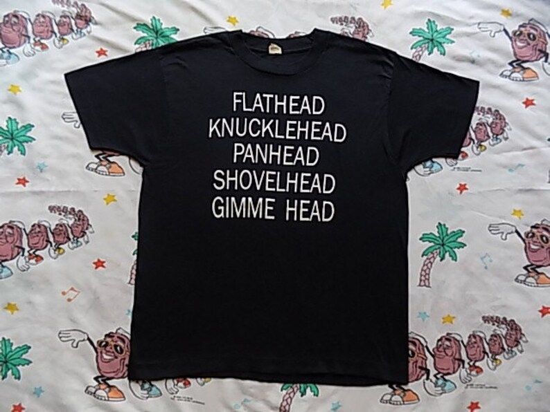 Vintage 80S Gimme Head Biker T Shirt Edium By Screen Stars Dirty Vulgar Motorcycle Harley Davidson Dead Stock