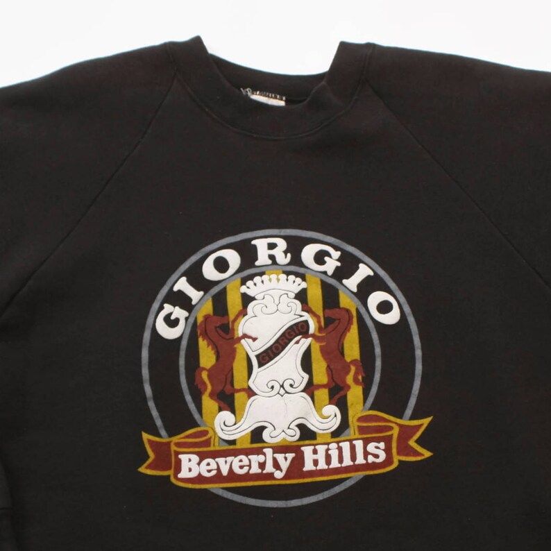 Vintage 80S Giorgio Sweatshirt1980S Black Logo Print Beverly Hills Pullover