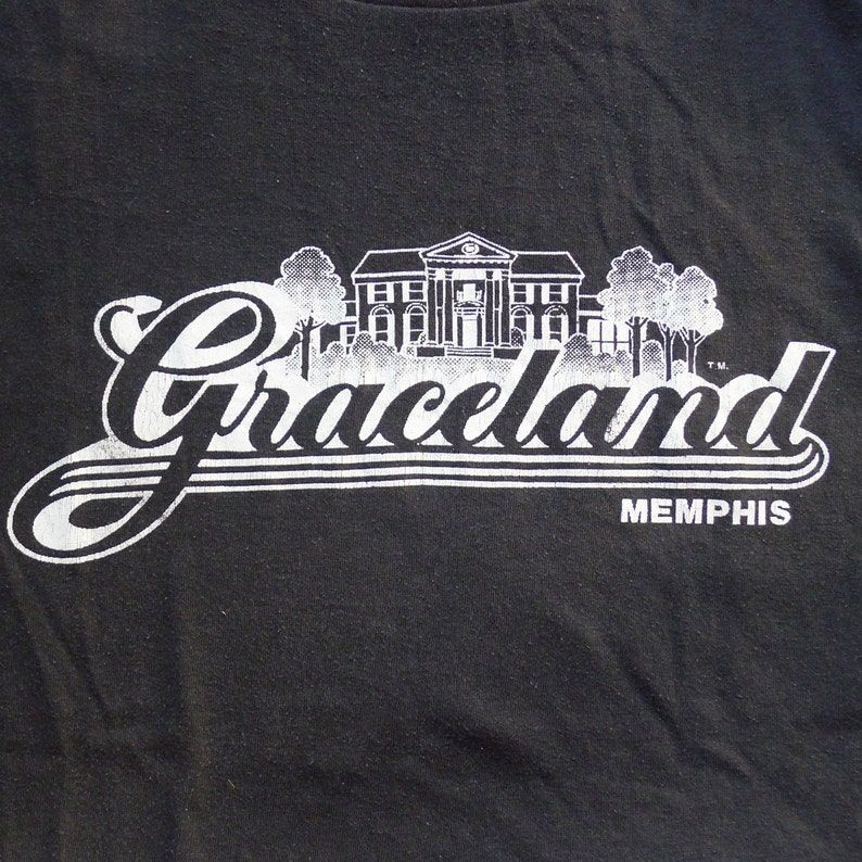 Vintage 80S Graceland Memphis Black T Shirt