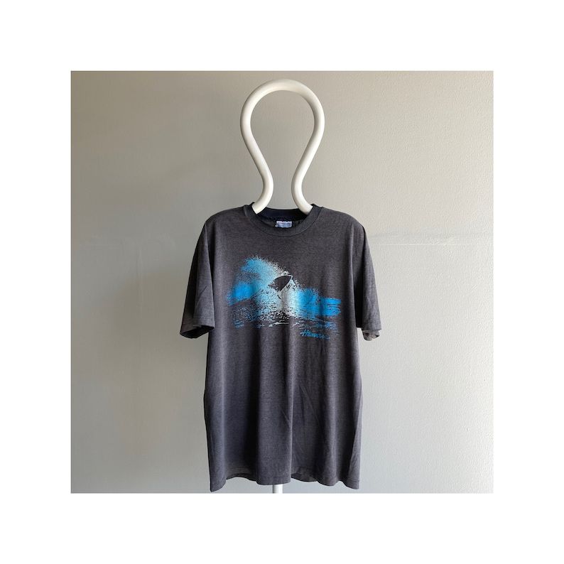 Vintage 80S Gray Paper Thin Hanes Hawaii T Shirt