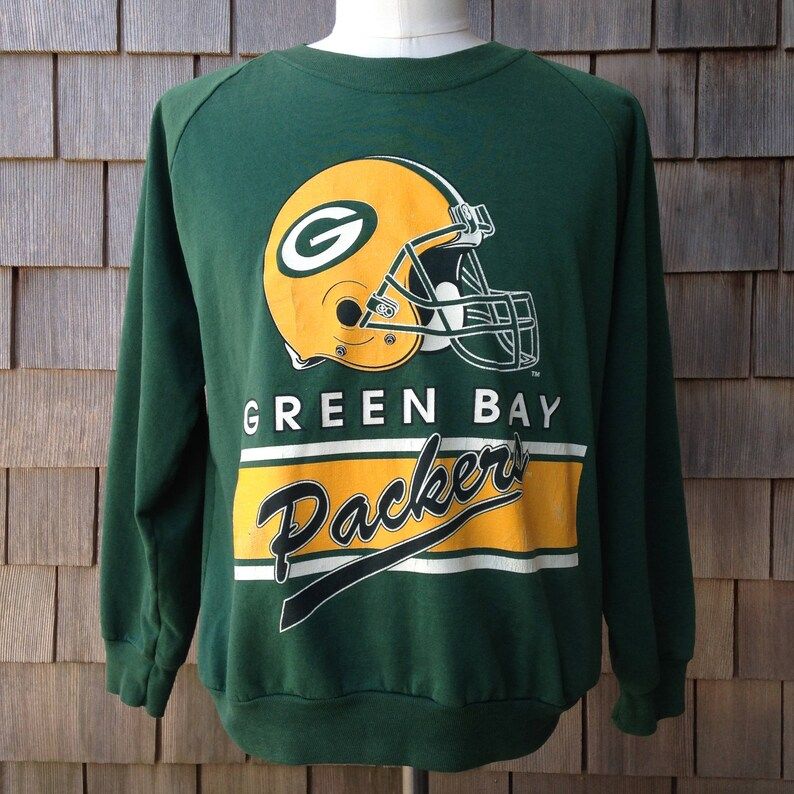 Vintage 80S Green Bay Packers Sweatshirt Medium Soft Thin Distressed