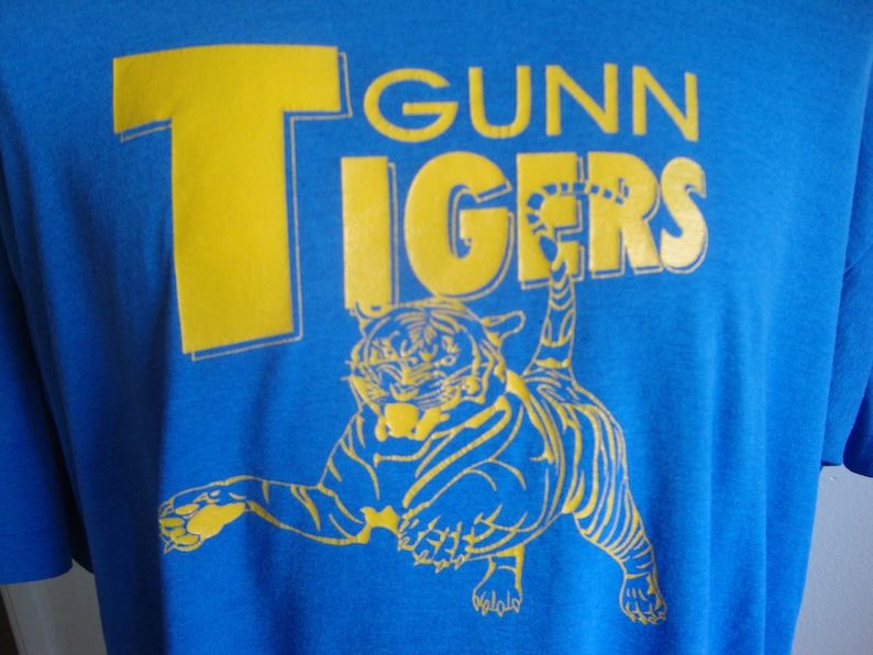 Vintage 80S Gunn Tigers Blue T Shirt
